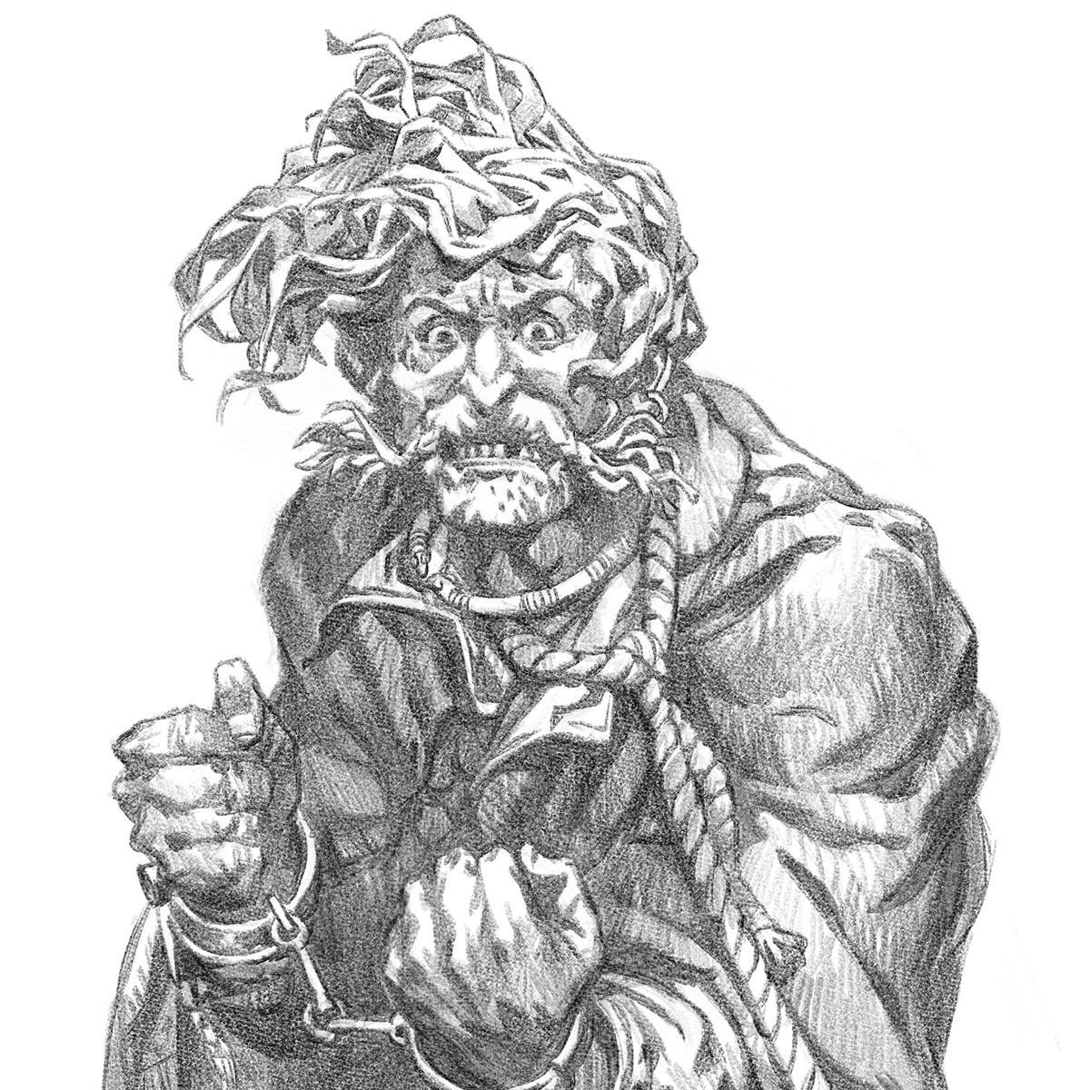 Drawing of a man in chains